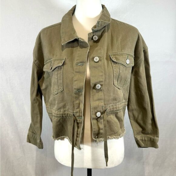 Stoosh Vintage Denim olive green utility jacket size small - Picture 1 of 6